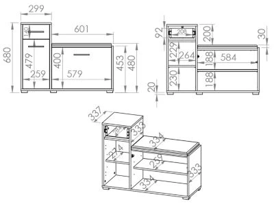 Feldmann-Wohnen Schuhschrank Caro Sitzbank 90x34x68 Cm 2-türig Mit 2 Schubladen 3 Feldmann-Wohnen Schuhschrank Caro Sitzbank 90x34x68 Cm 2-türig Mit 2 Schubladen – Bild 3
