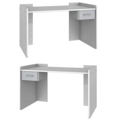 LOMADO® Schreibtisch Jugendzimmer Höhenverstellbar JOHANNESBURG-43 In Weiß Mit Light Grey, B/H/T: Ca. 124/77/70 Cm 2 LOMADO® Schreibtisch Jugendzimmer Höhenverstellbar JOHANNESBURG-43 In Weiß Mit Light Grey, B/H/T: Ca. 124/77/70 Cm – Bild 2