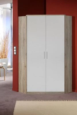 LOMADO® Jugendzimmer Eckkleiderschrank Mit 2 Türen JOHANNESBURG-43 In Eiche Nb. Mit Weiß, B/H/T: Ca. 95/199/95 Cm 1 LOMADO® Jugendzimmer Eckkleiderschrank Mit 2 Türen JOHANNESBURG-43 In Eiche Nb. Mit Weiß, B/H/T: Ca. 95/199/95 Cm