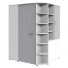 LOMADO® Begehbarer Eckkleiderschrank Mit Falttür JOHANNESBURG-43 In Weiß Mit Light Grey, B/H/T: Ca. 124/199/148 Cm
