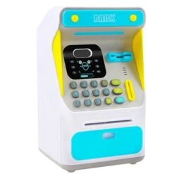Syntek Simulierte Gesichtserkennung ATM Bank Passwortautomatik Geldrollen-Safe Spardose Spielzeug Für Geldautomaten