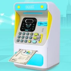 Syntek Simulierte Gesichtserkennung ATM Bank Passwortautomatik Geldrollen-Safe Spardose Spielzeug Für Geldautomaten -Komar Verkäufe 30598514 04