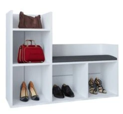 VCM Holz Schuhregal Sitzbank Dielenmöbel Schuhschrank Lelus