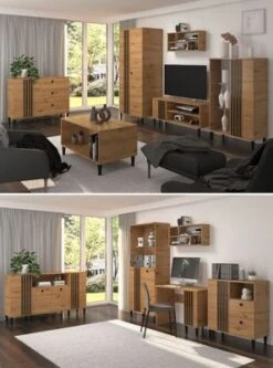 Feldmann-Wohnen Schreibtisch Bürotisch Livia 100x50x74,5cm Artisan Eiche Schwarz -Komar Verkäufe 31127311 05