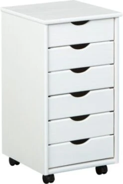 Inter Link Rollcontainer Massivholz, Weiß Lackiert