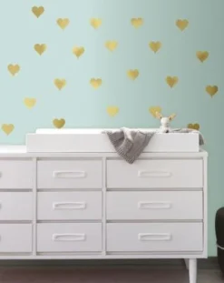 RoomMates Wandsticker Goldene Herzchen, 24-tlg.