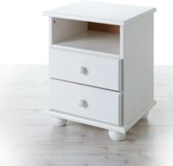 TICAA Nachtkommode Pascal Kiefer Mit 2 Schubladen Weiß